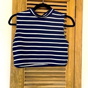 J.O.A navy blue and white crop top size S